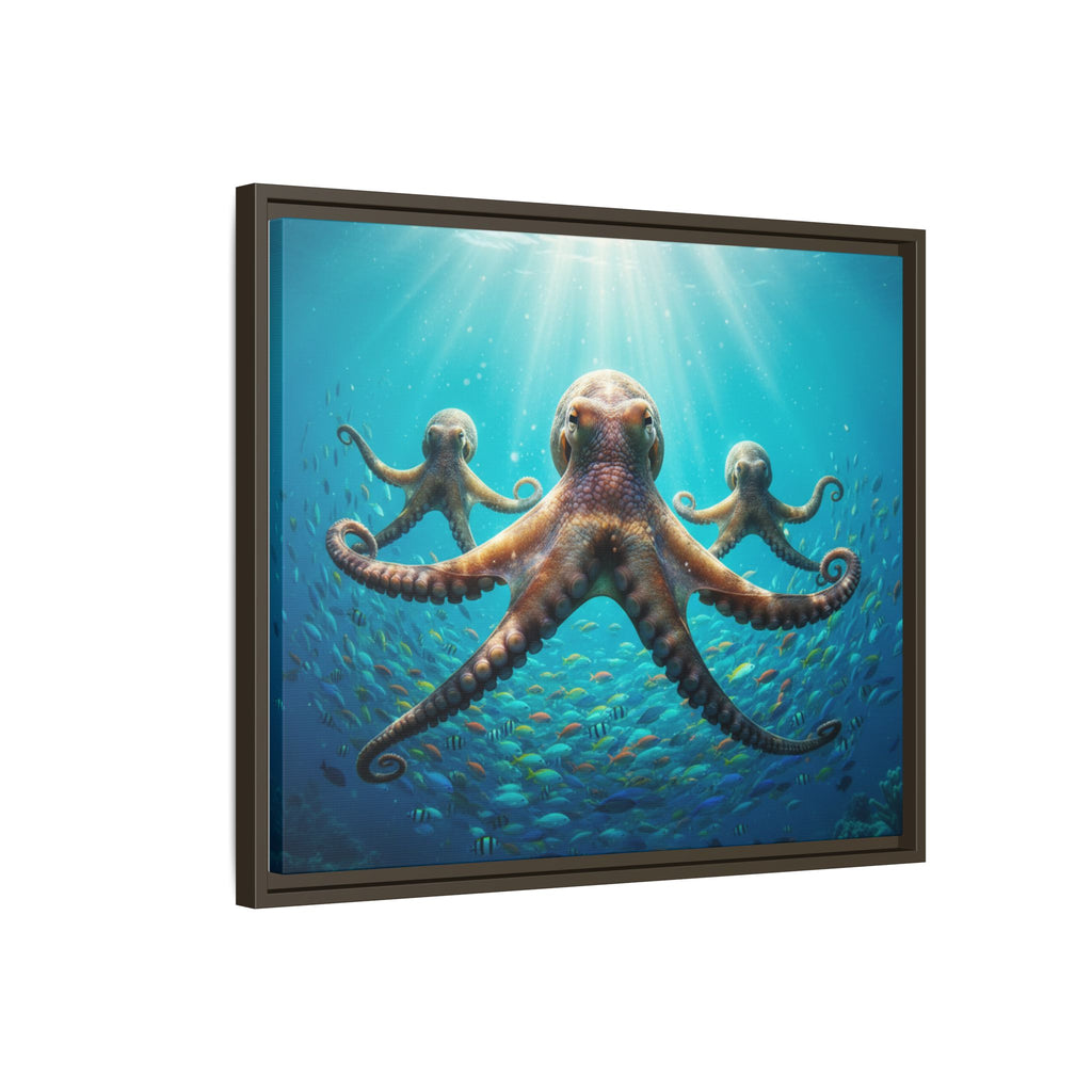 Framed Octopus Art Print — Vibrant Underwater Canvas Wall Decor