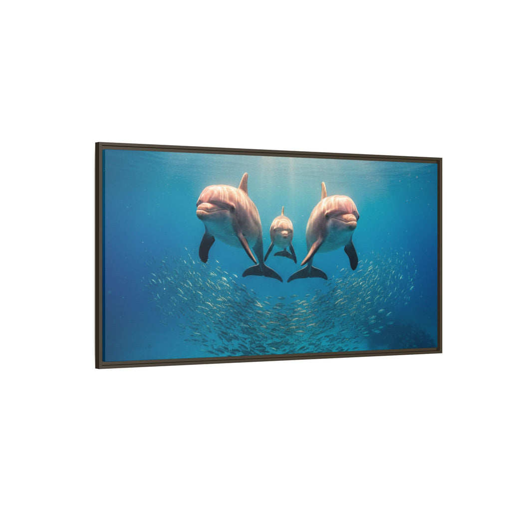 Framed Dolphin Canvas Print — Matte Ocean Wall Art