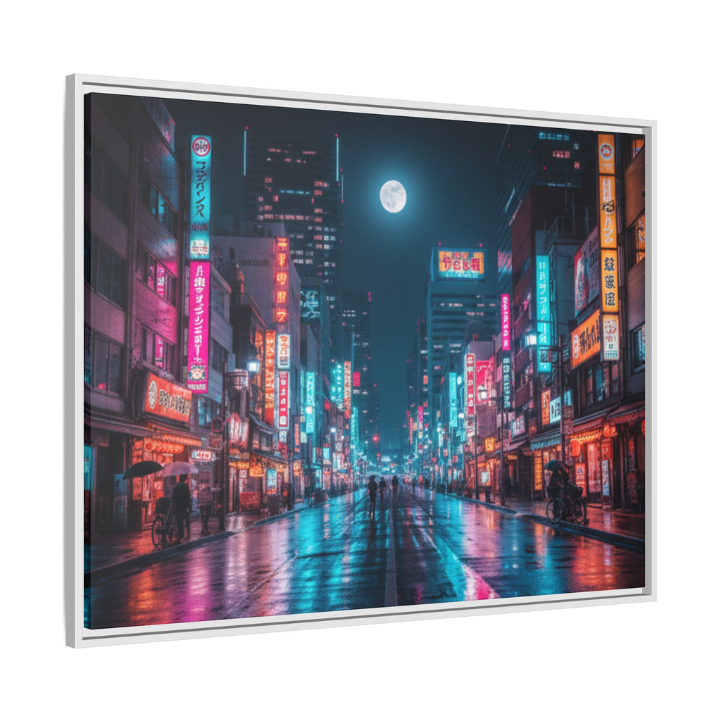 Japan Nightscape Canvas Framed Print