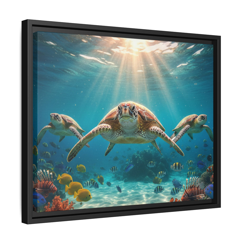 Sea Turtle Ocean Art — Framed Matte Canvas Wall Art
