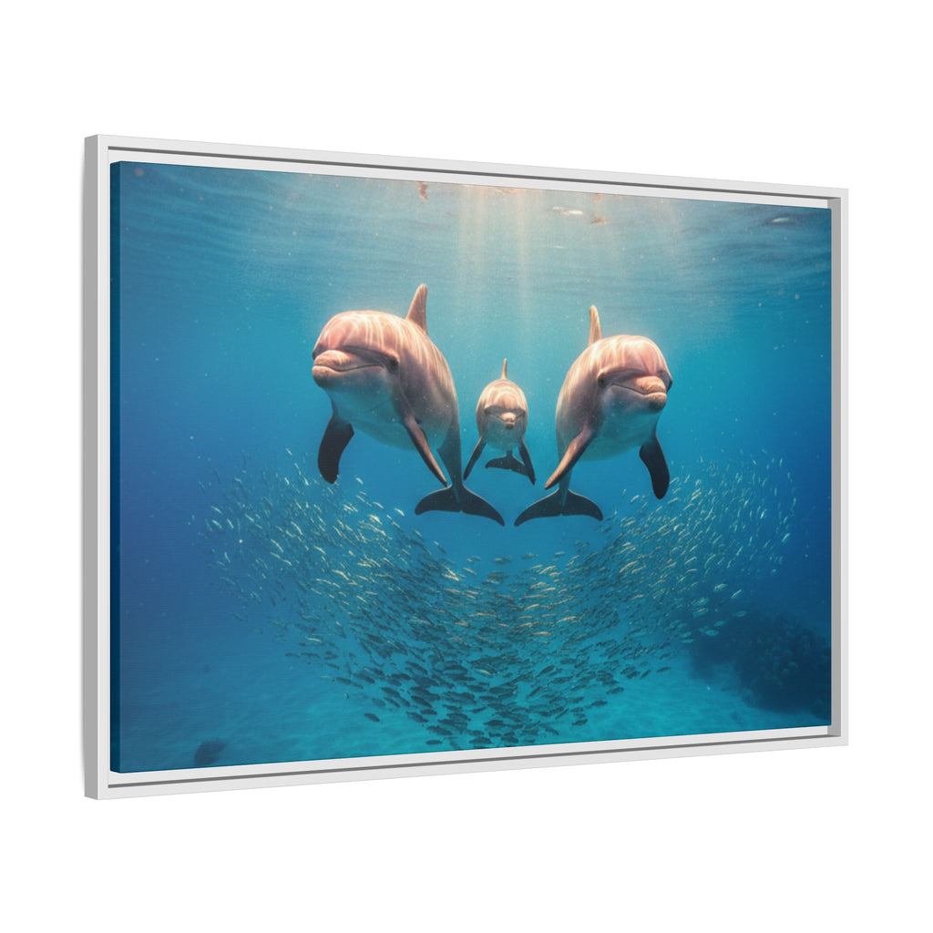 Framed Dolphin Canvas Print — Matte Ocean Wall Art