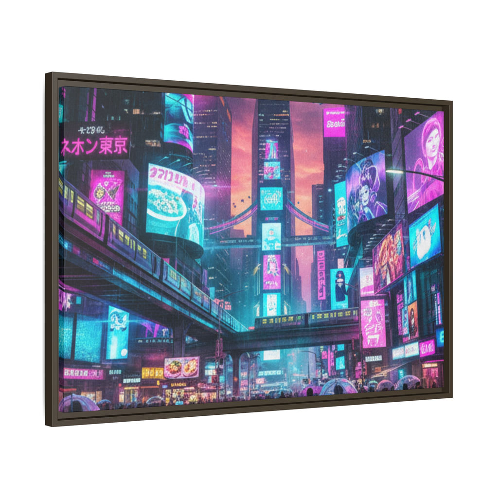 Bright Future Cityscape Vibrant Wall Art  — Framed Cyberpunk Wall Art