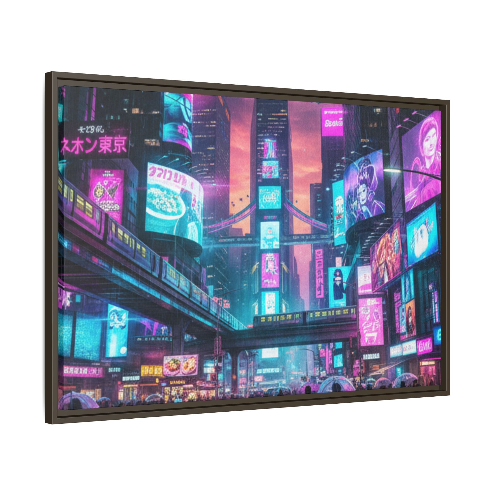 Bright Future Cityscape Vibrant Wall Art  — Framed Cyberpunk Wall Art