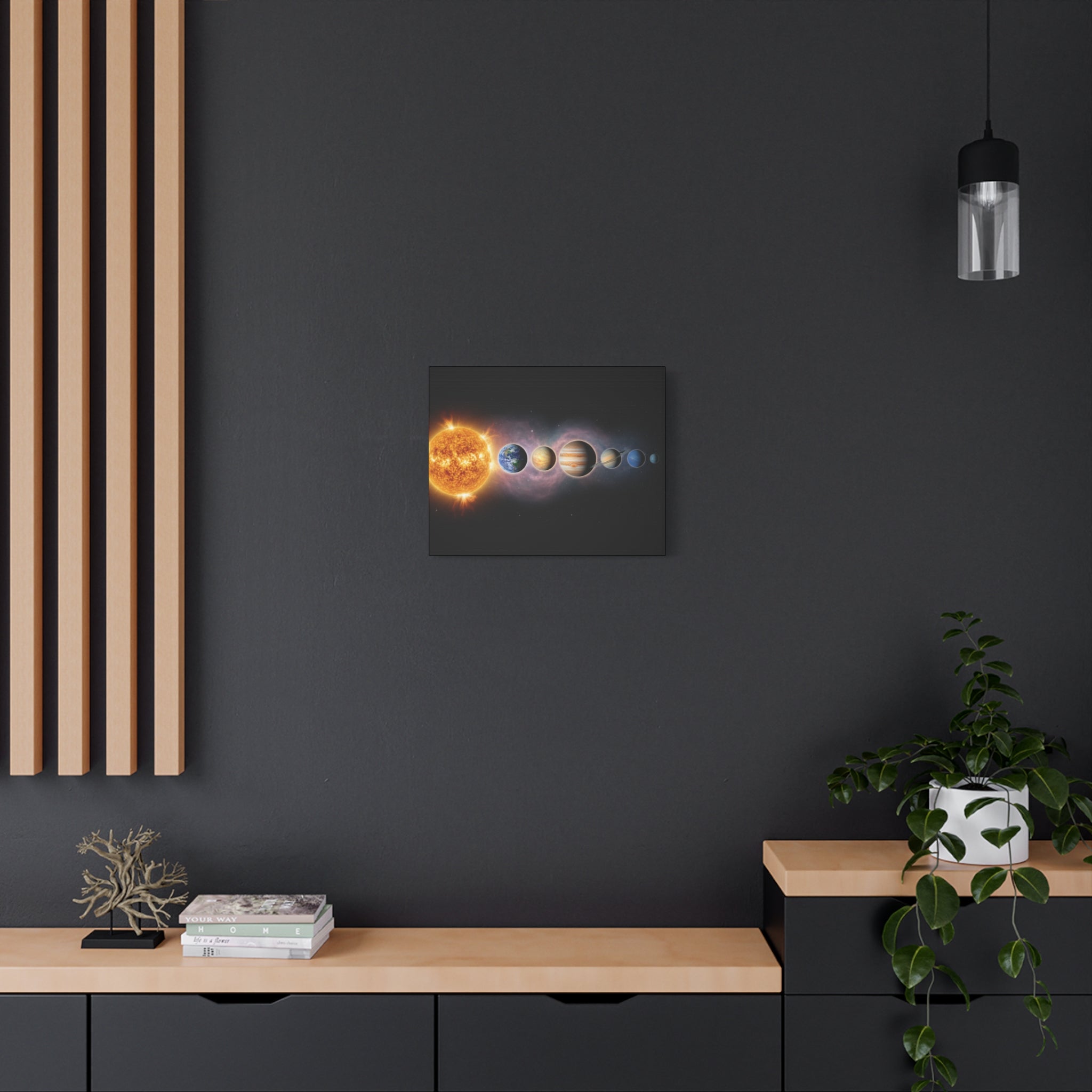 Stunning Solar System Art — Planet Lineup Matte Stretched Wall Art