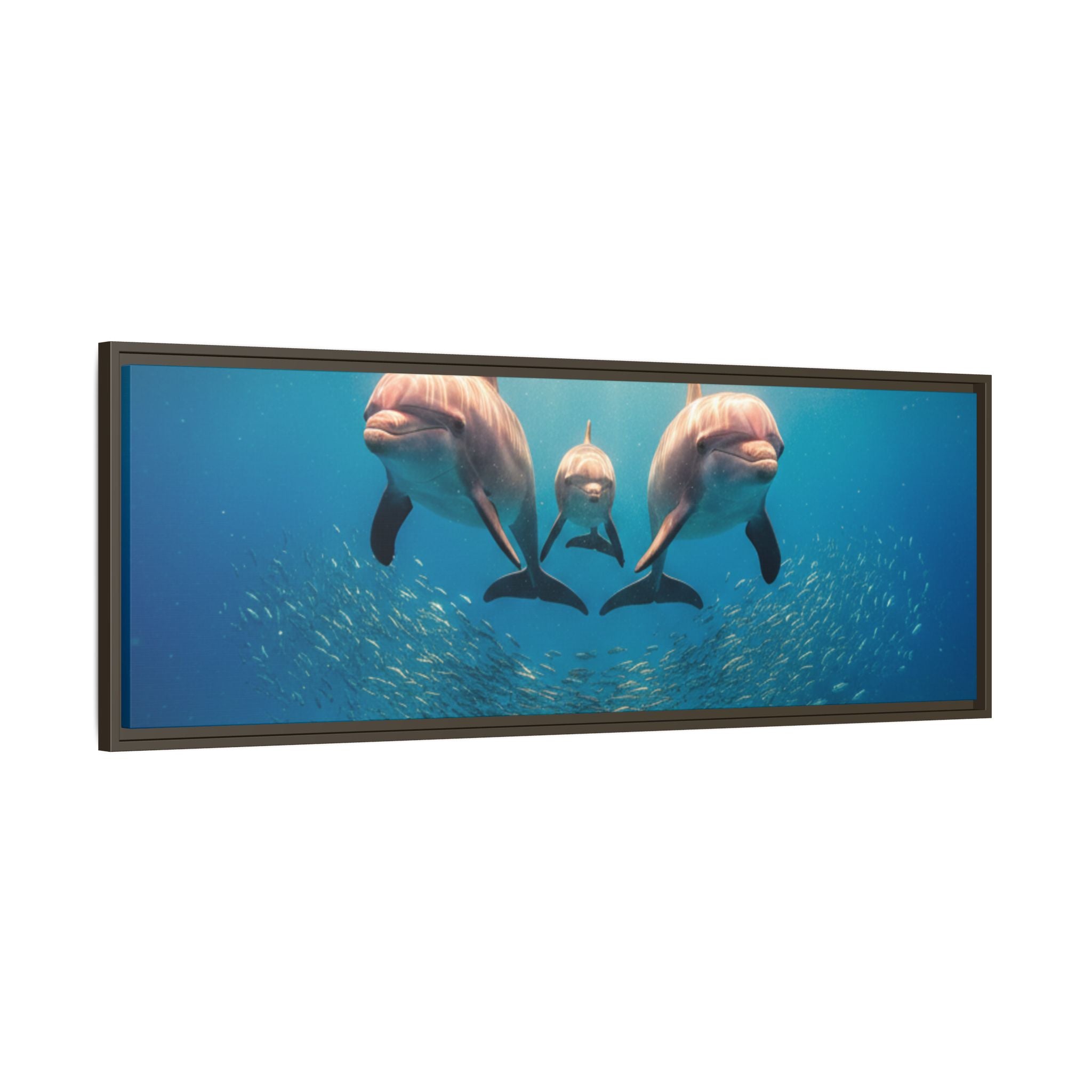 Framed Dolphin Canvas Print — Matte Ocean Wall Art