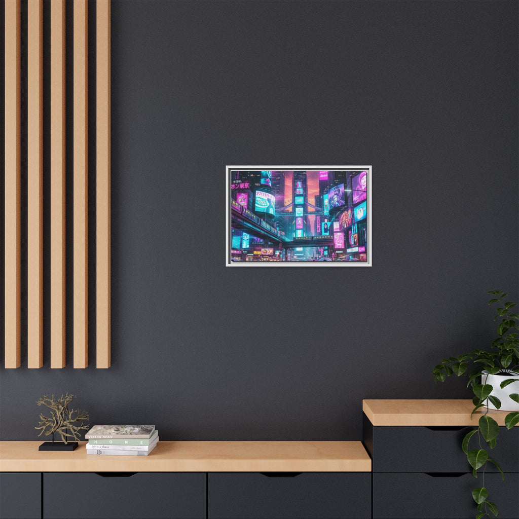 Bright Future Cityscape Vibrant Wall Art  — Framed Cyberpunk Wall Art