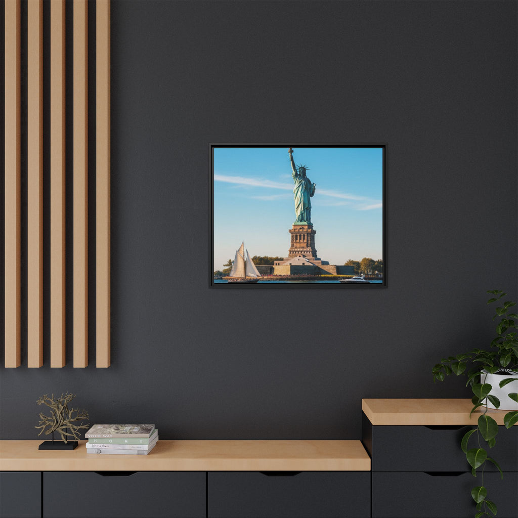 Statue of Liberty Matte Framed Canvas Print — New York City Landmark Wall Art