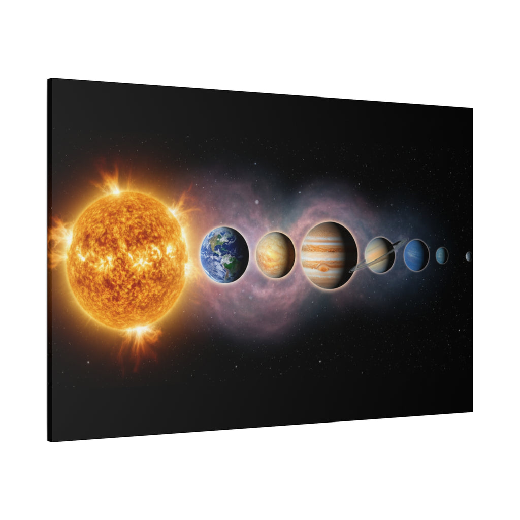 Stunning Solar System Art — Planet Lineup Matte Stretched Wall Art