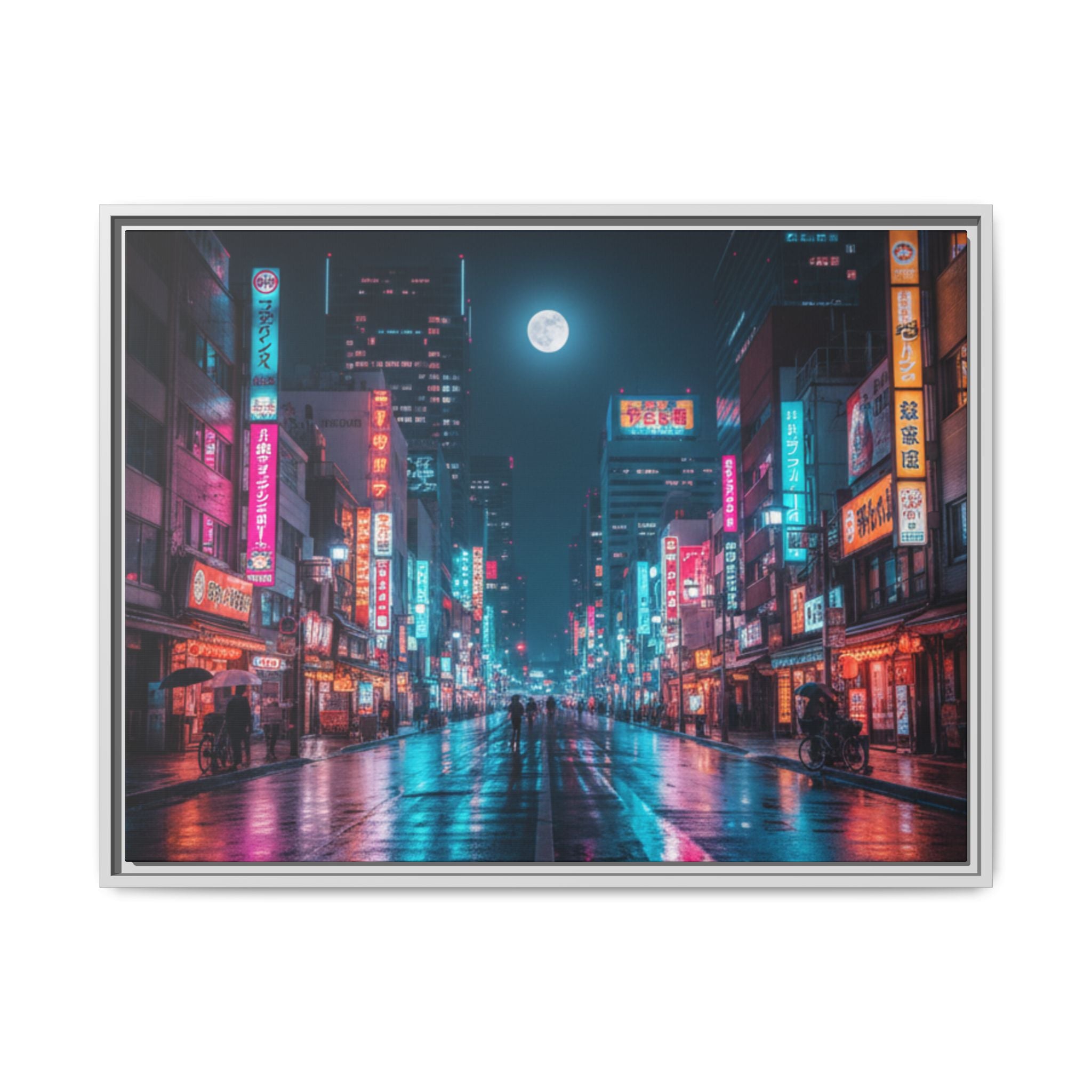 Japan Nightscape Canvas Framed Print