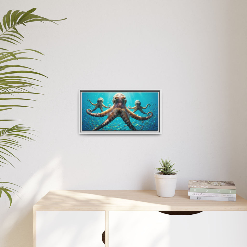 Framed Octopus Art Print — Vibrant Underwater Canvas Wall Decor