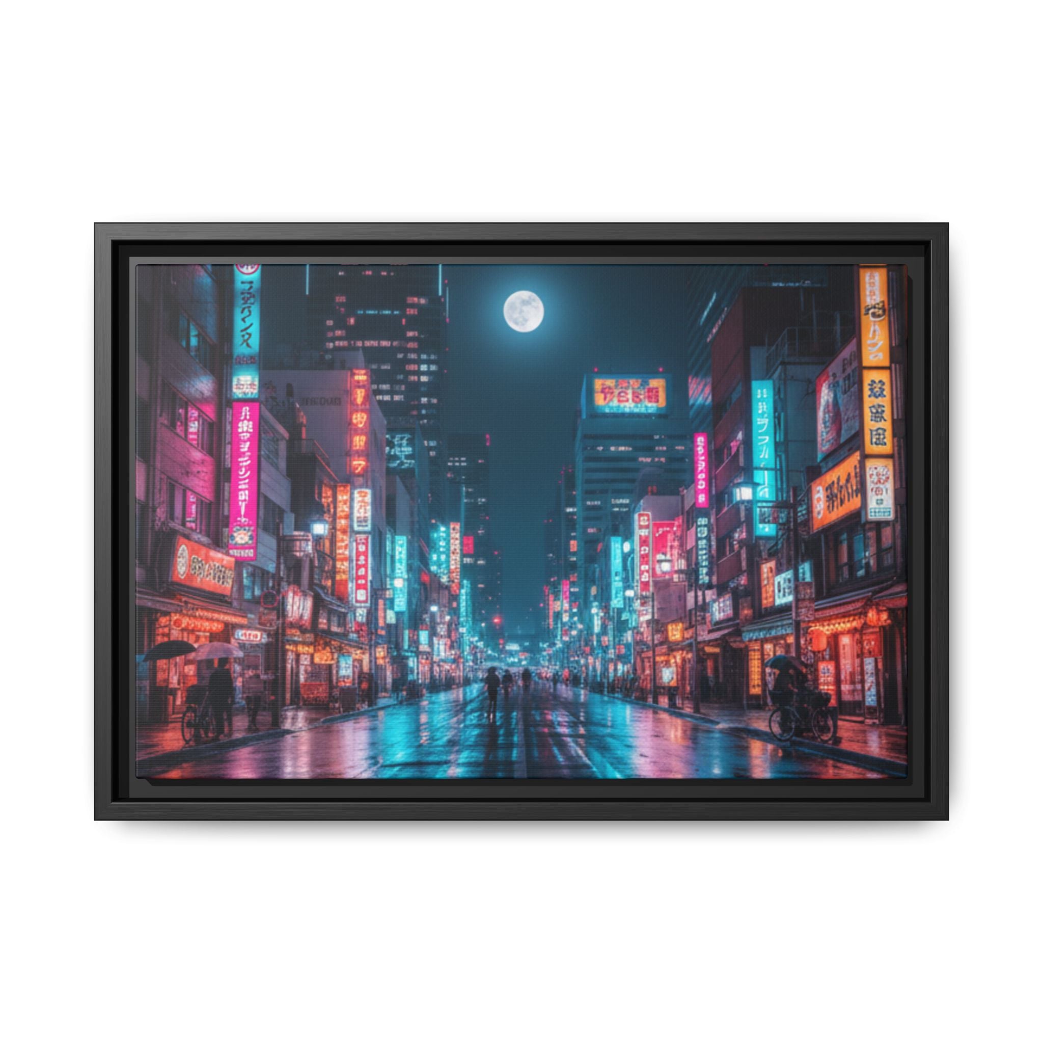 Japan Nightscape Canvas Framed Print