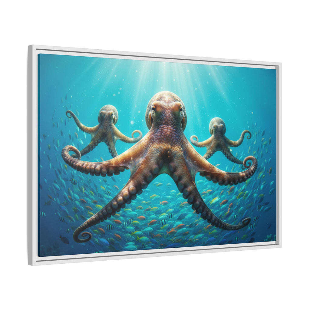 Framed Octopus Art Print — Vibrant Underwater Canvas Wall Decor
