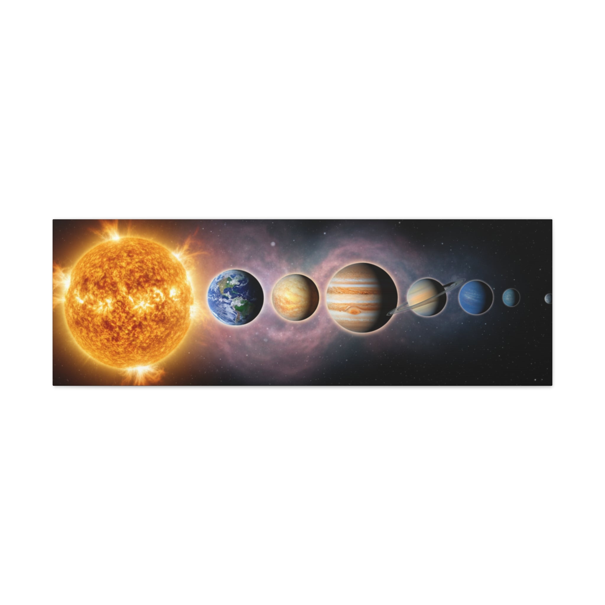 Stunning Solar System Art — Planet Lineup Matte Stretched Wall Art
