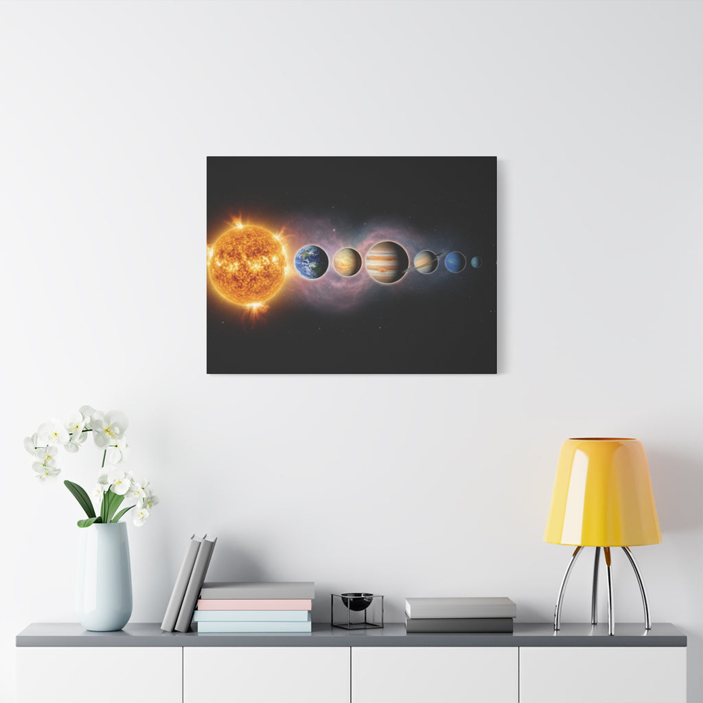 Stunning Solar System Art — Planet Lineup Matte Stretched Wall Art