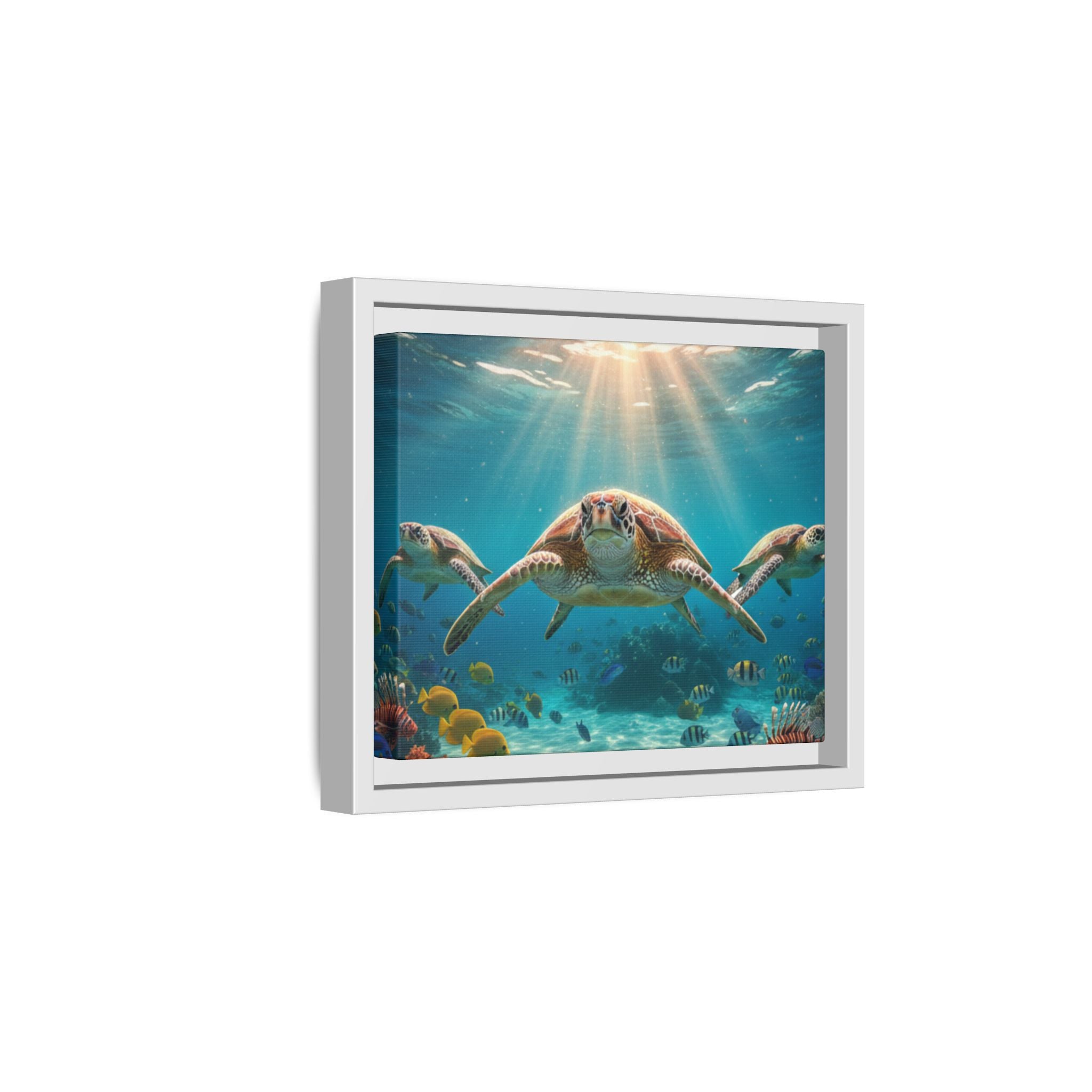 Sea Turtle Ocean Art — Framed Matte Canvas Wall Art