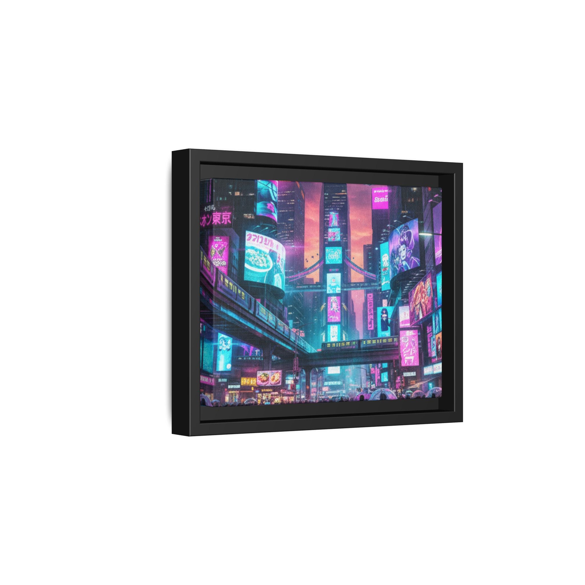 Bright Future Cityscape Vibrant Wall Art  — Framed Cyberpunk Wall Art