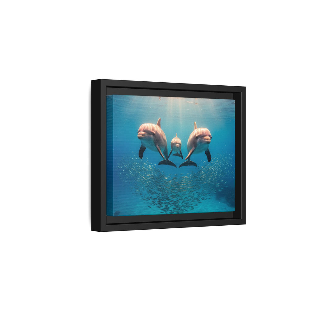 Framed Dolphin Canvas Print — Matte Ocean Wall Art