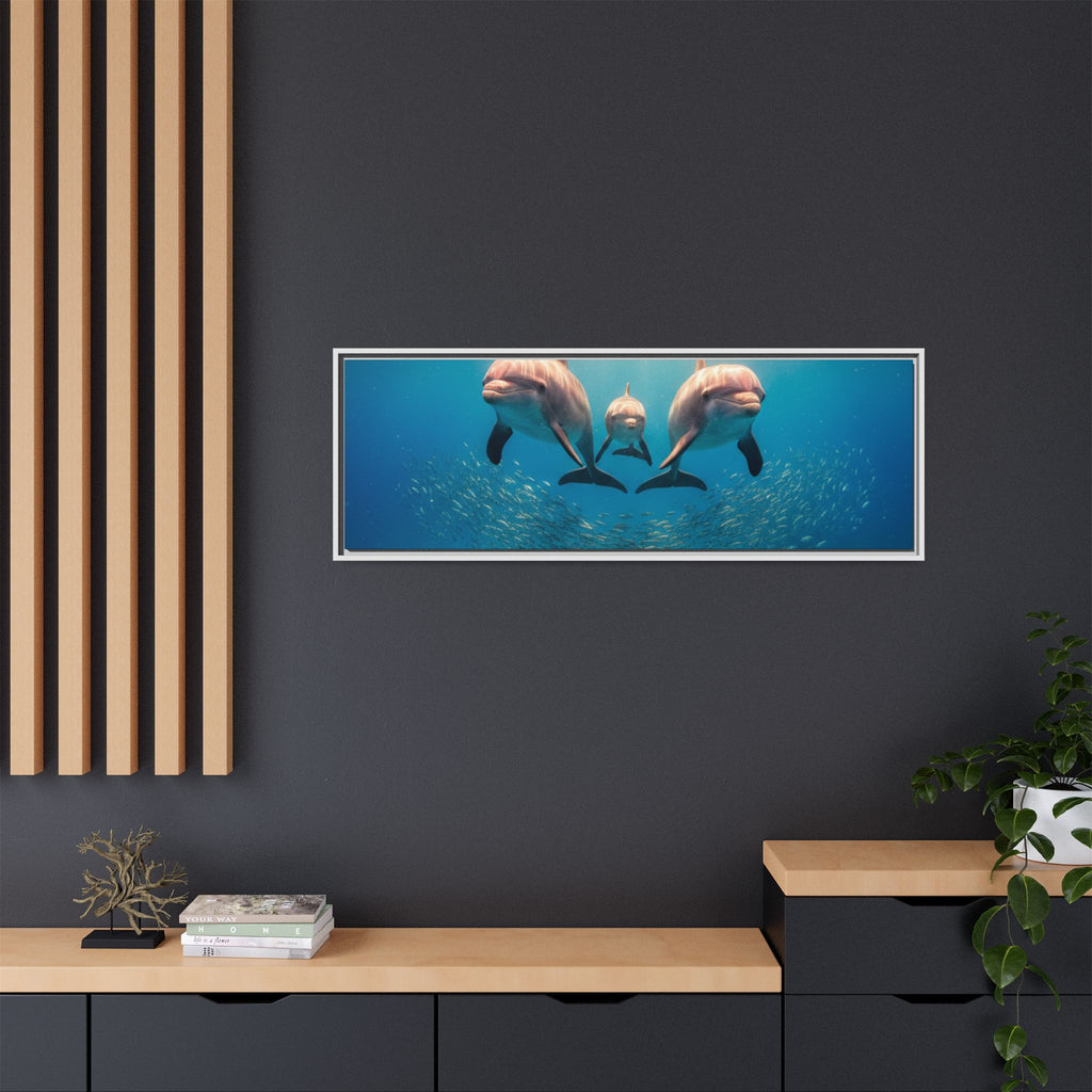 Framed Dolphin Canvas Print — Matte Ocean Wall Art