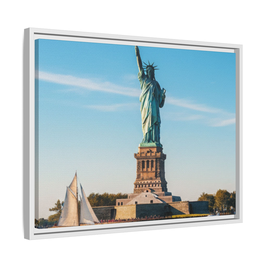 Statue of Liberty Matte Framed Canvas Print — New York City Landmark Wall Art