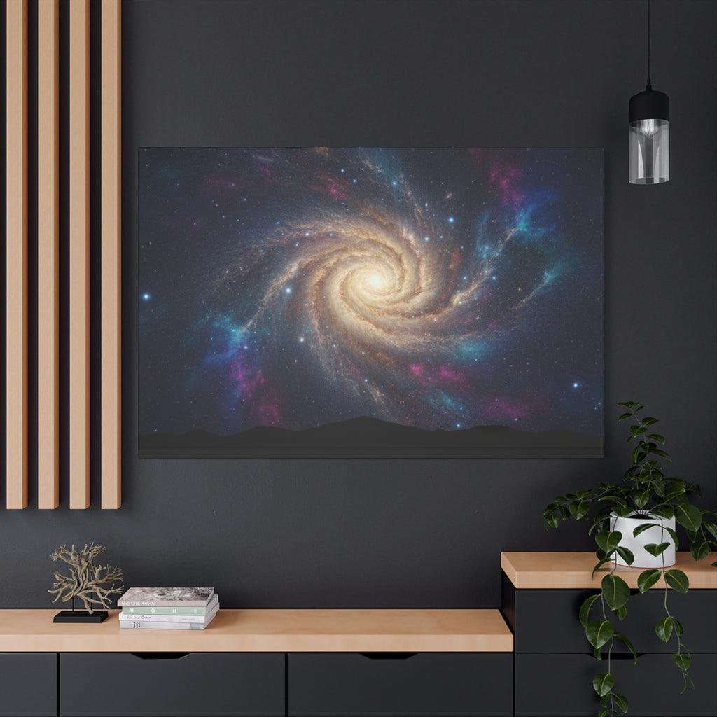 Spiral Galaxy Matte Canvas Wall Art – Stretched Space Nebula Print