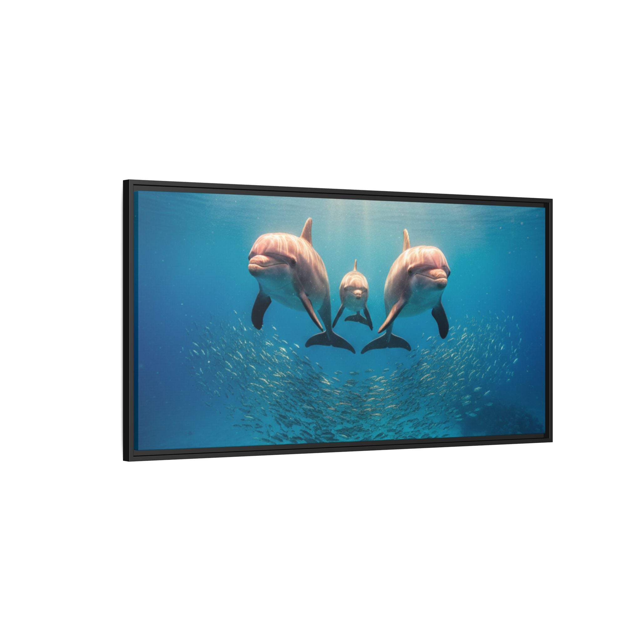 Framed Dolphin Canvas Print — Matte Ocean Wall Art
