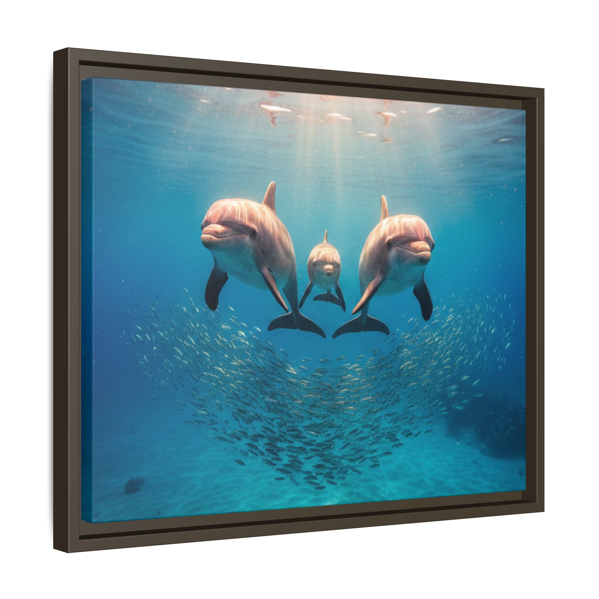 Framed Dolphin Canvas Print — Matte Ocean Wall Art