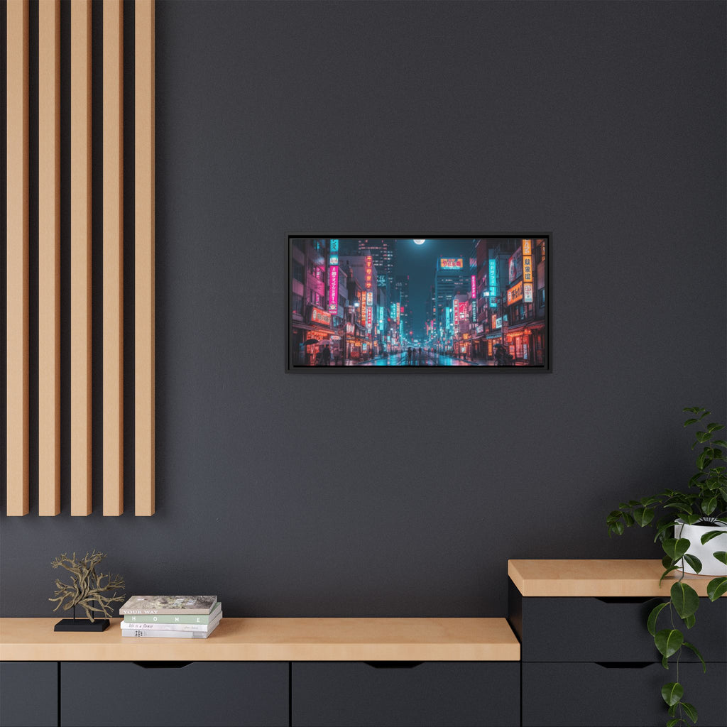 Japan Nightscape Canvas Framed Print