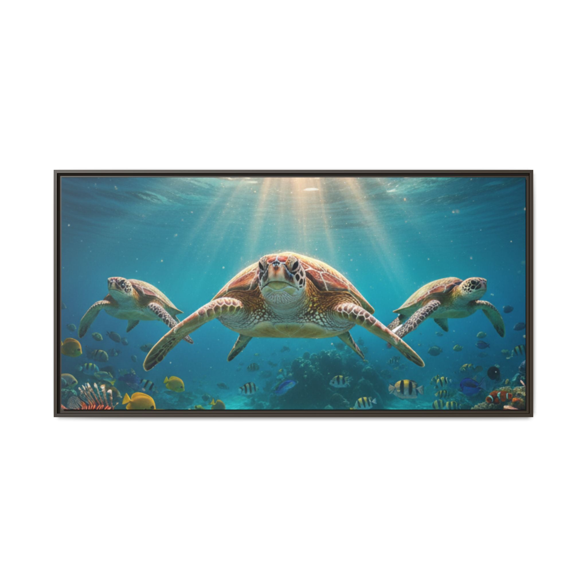 Sea Turtle Ocean Art — Framed Matte Canvas Wall Art