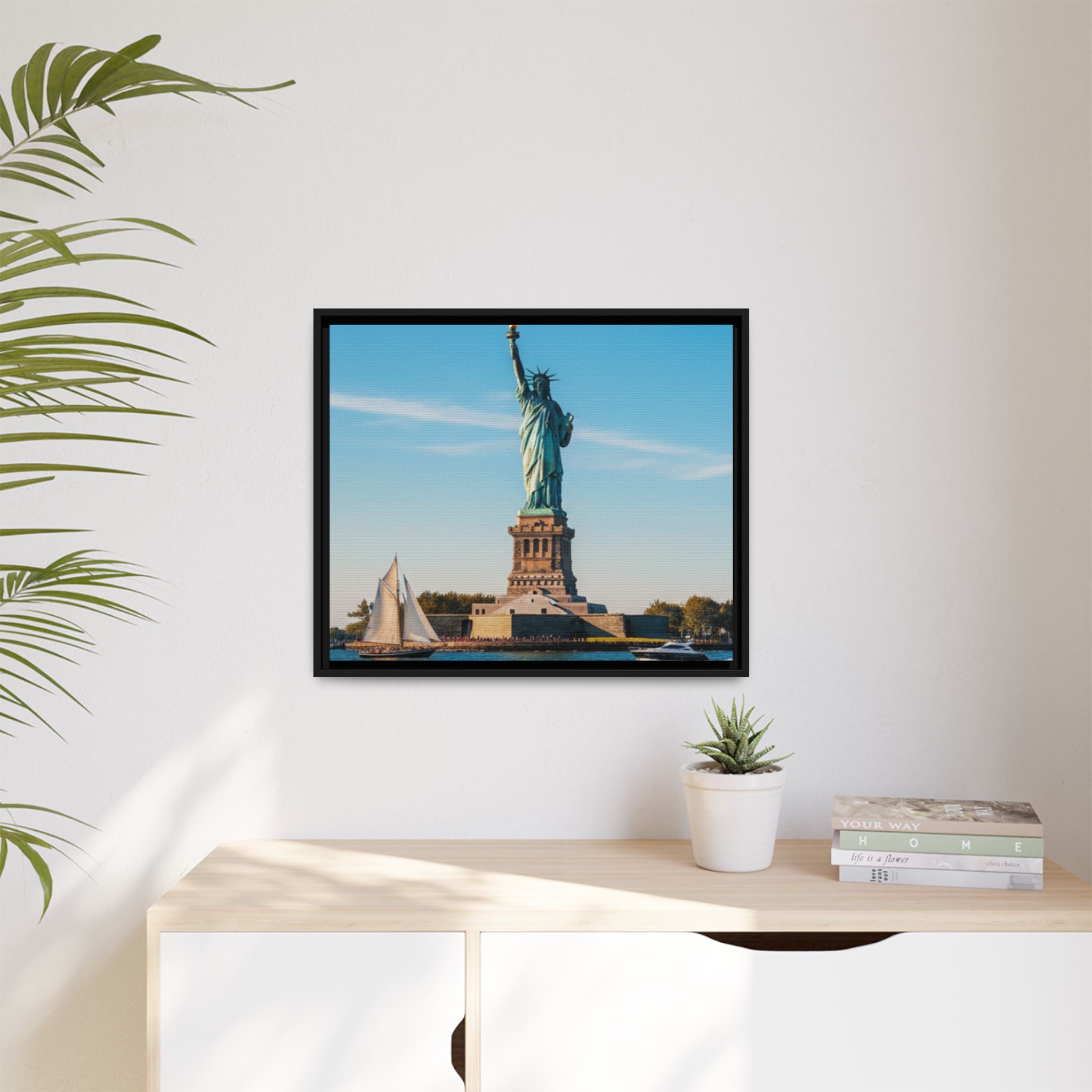 Statue of Liberty Matte Framed Canvas Print — New York City Landmark Wall Art