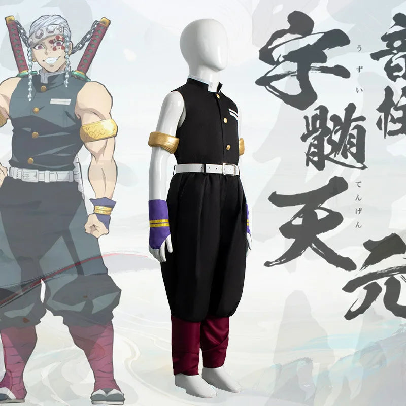 Anime Uzui Tengen Full Set for Kids Boys Girls Halloween Christmas Party Cosplay Costumes Gift for Kid