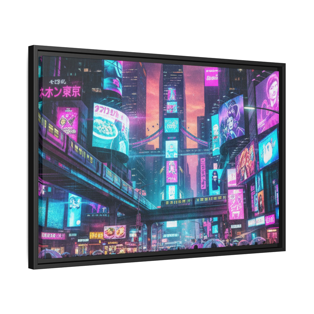 Bright Future Cityscape Vibrant Wall Art  — Framed Cyberpunk Wall Art