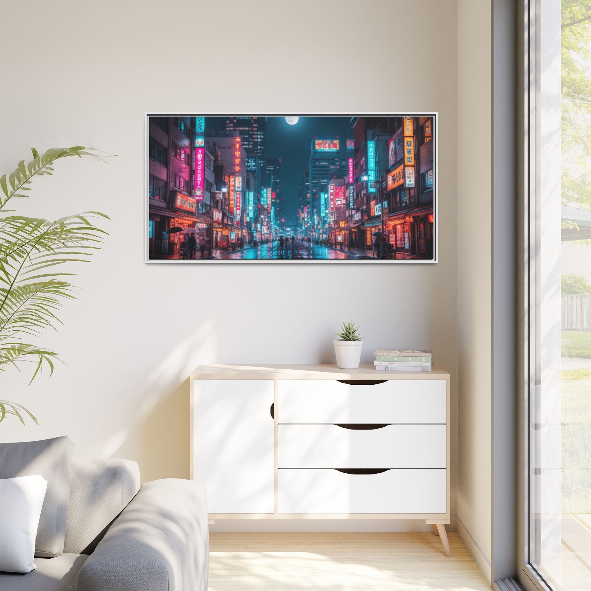 Japan Nightscape Canvas Framed Print