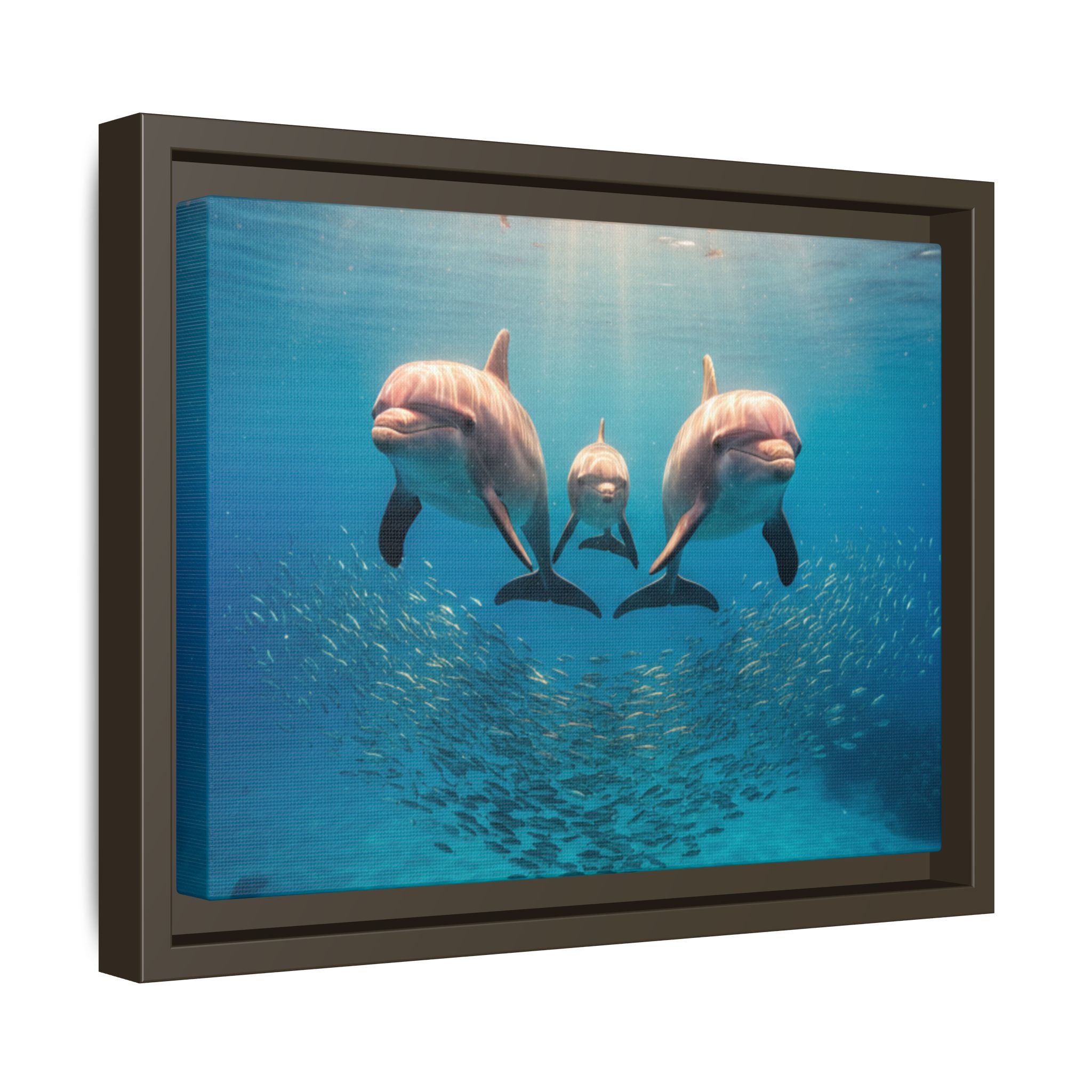 Framed Dolphin Canvas Print — Matte Ocean Wall Art
