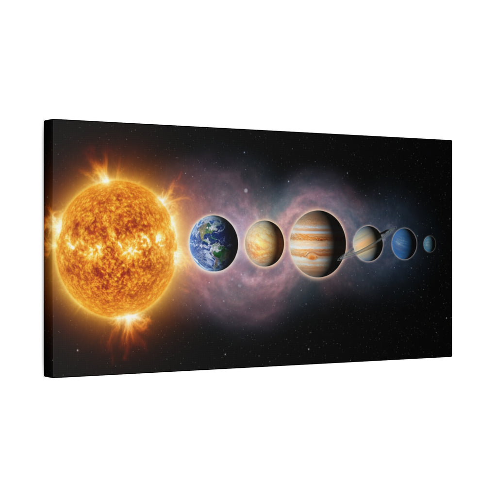 Stunning Solar System Art — Planet Lineup Matte Stretched Wall Art