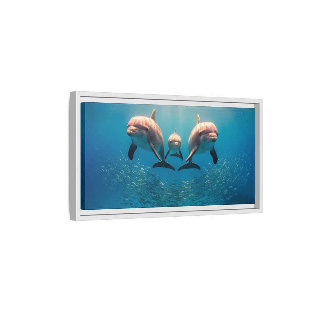 Framed Dolphin Canvas Print — Matte Ocean Wall Art