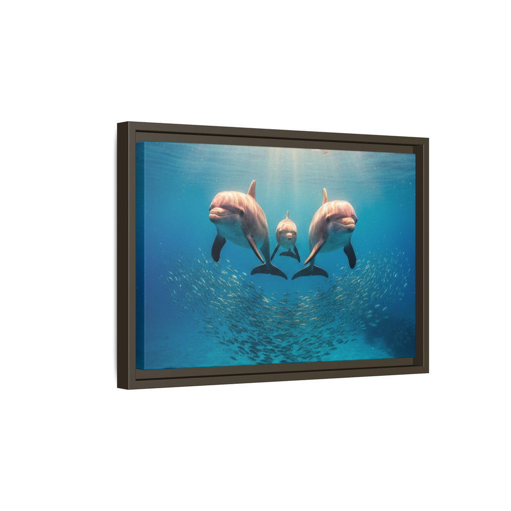 Framed Dolphin Canvas Print — Matte Ocean Wall Art