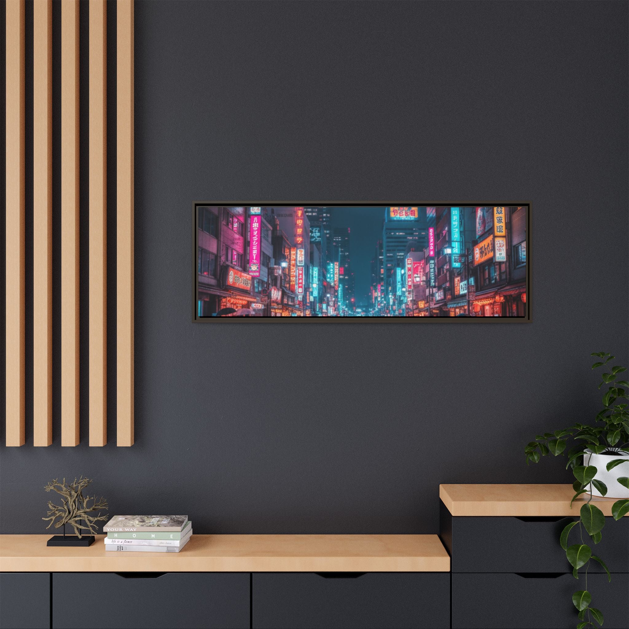 Japan Nightscape Canvas Framed Print