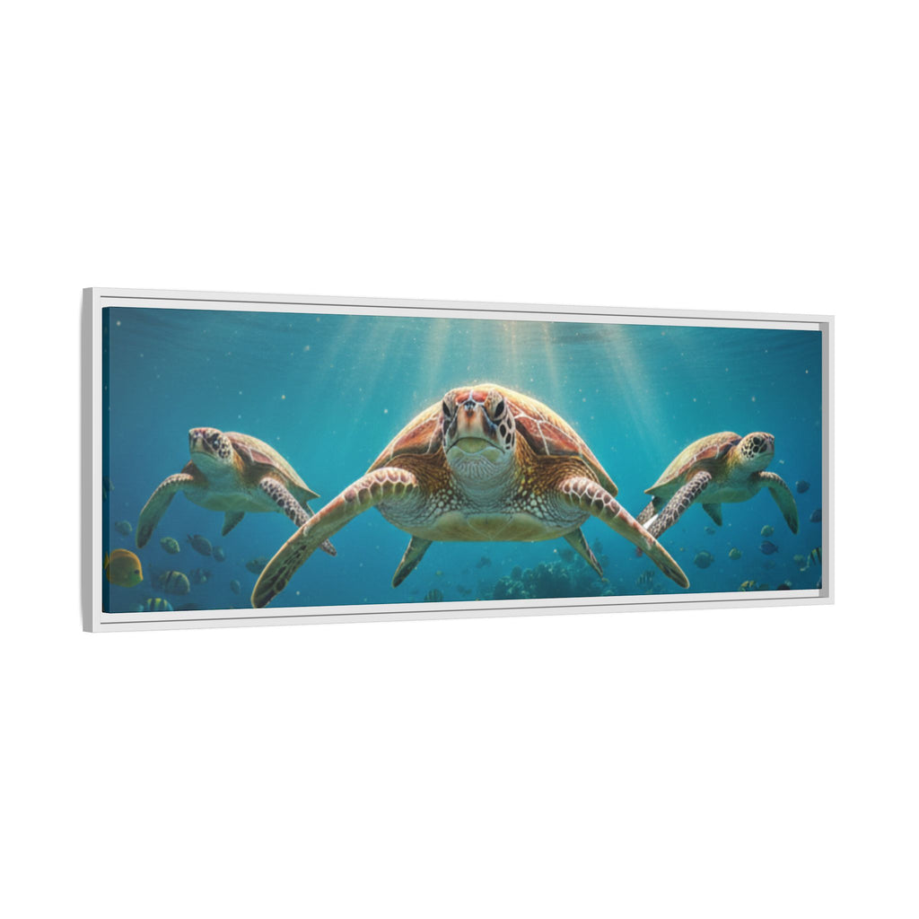 Sea Turtle Ocean Art — Framed Matte Canvas Wall Art