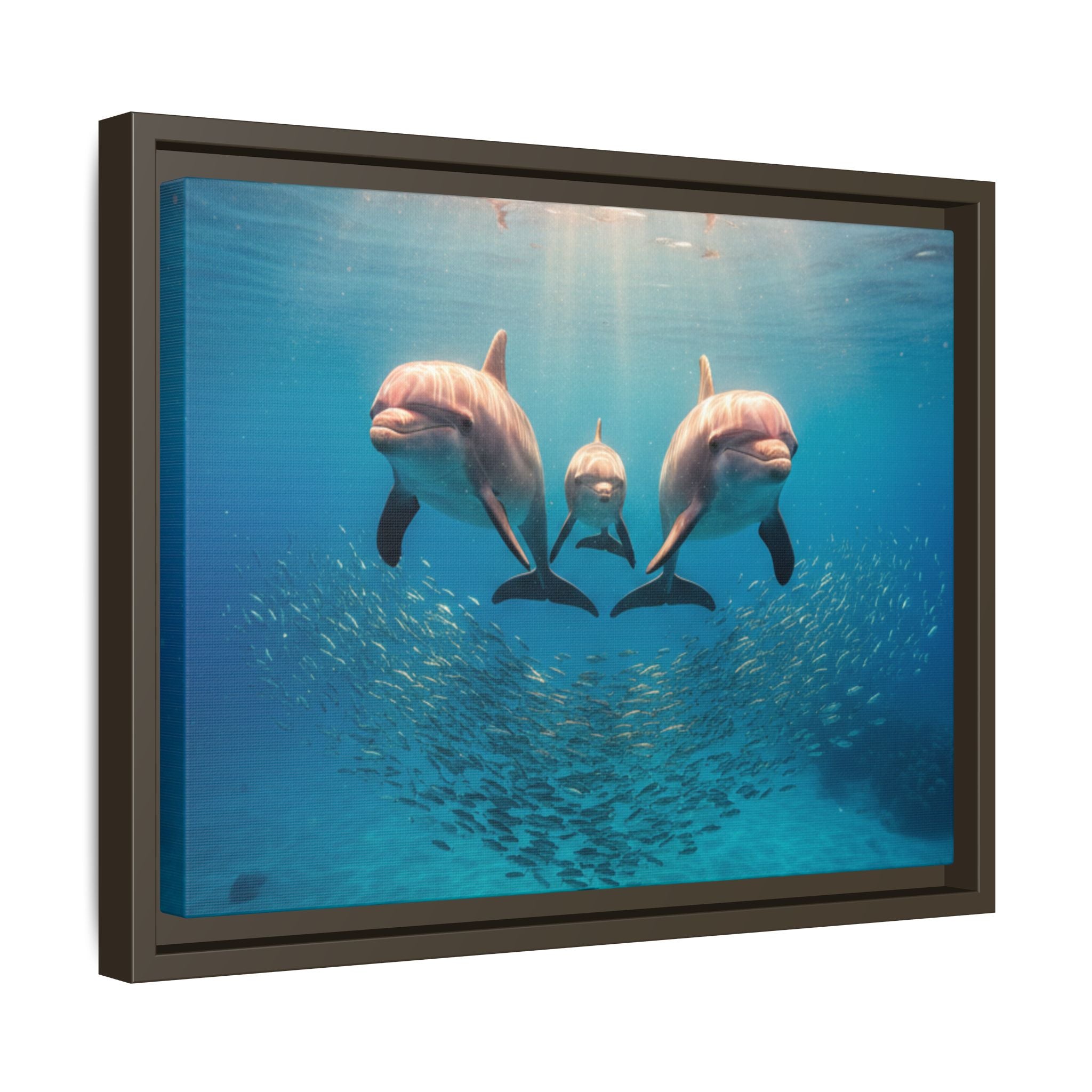 Framed Dolphin Canvas Print — Matte Ocean Wall Art