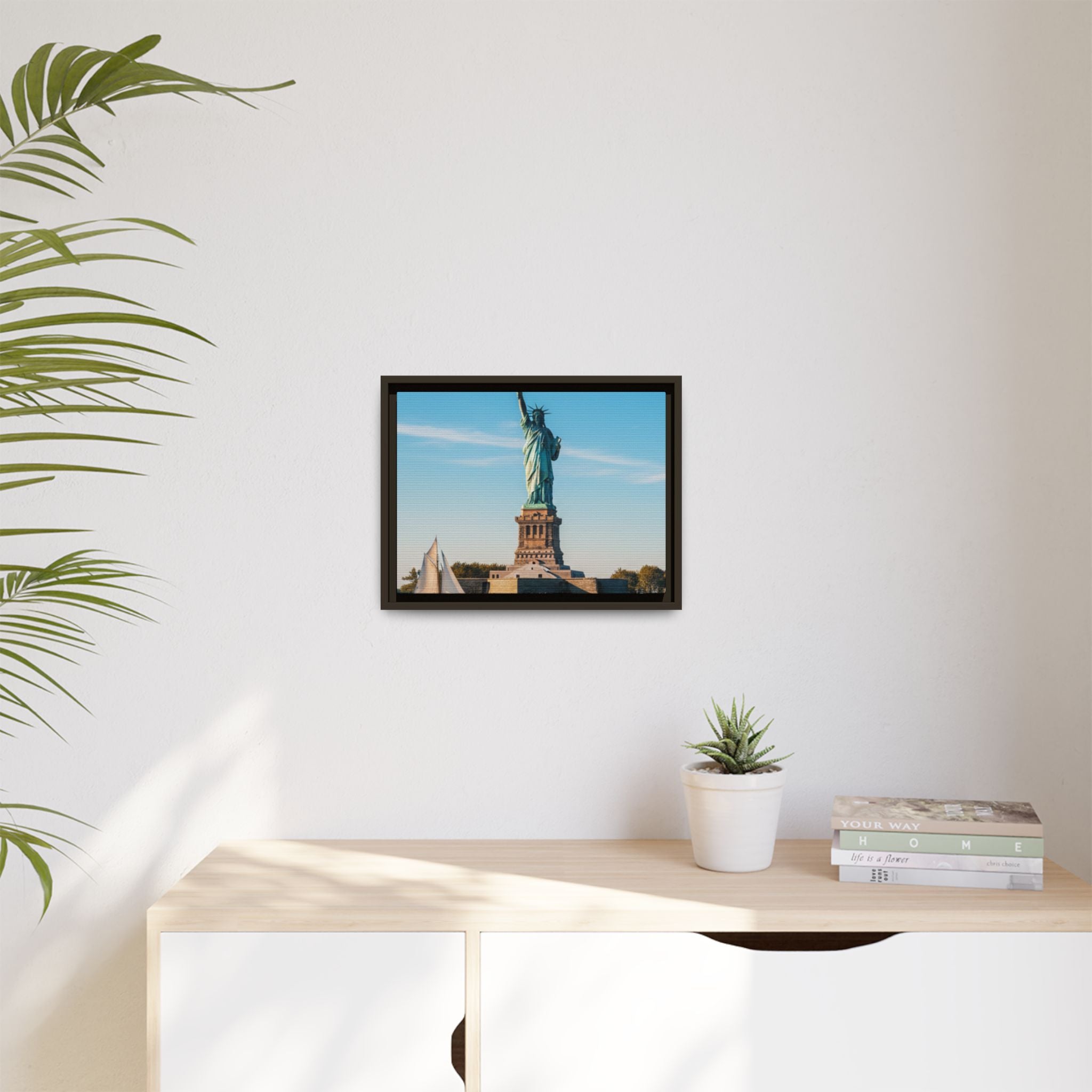 Statue of Liberty Matte Framed Canvas Print — New York City Landmark Wall Art