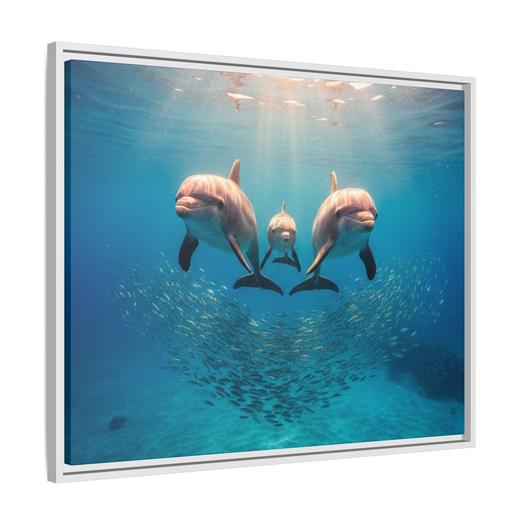 Framed Dolphin Canvas Print — Matte Ocean Wall Art