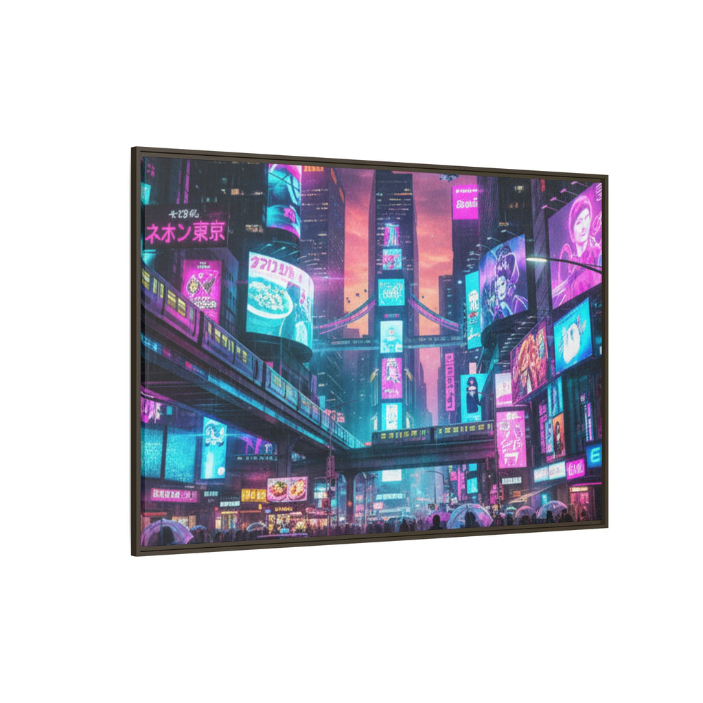 Bright Future Cityscape Vibrant Wall Art  — Framed Cyberpunk Wall Art