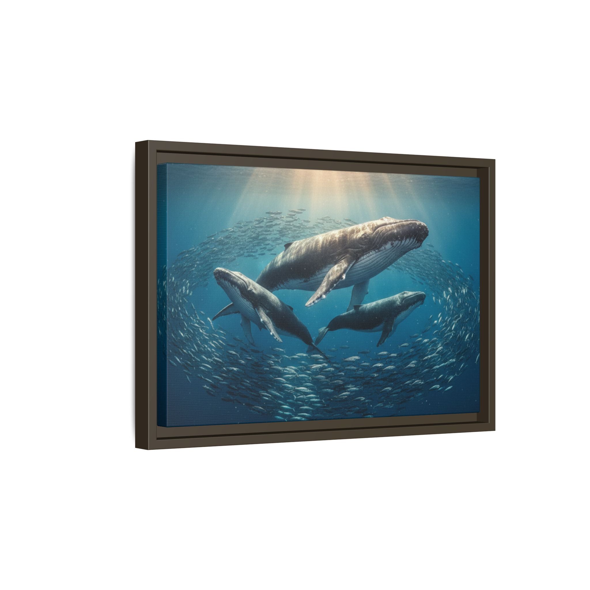 Stunning Whale Family Canvas Wall Art - Framed