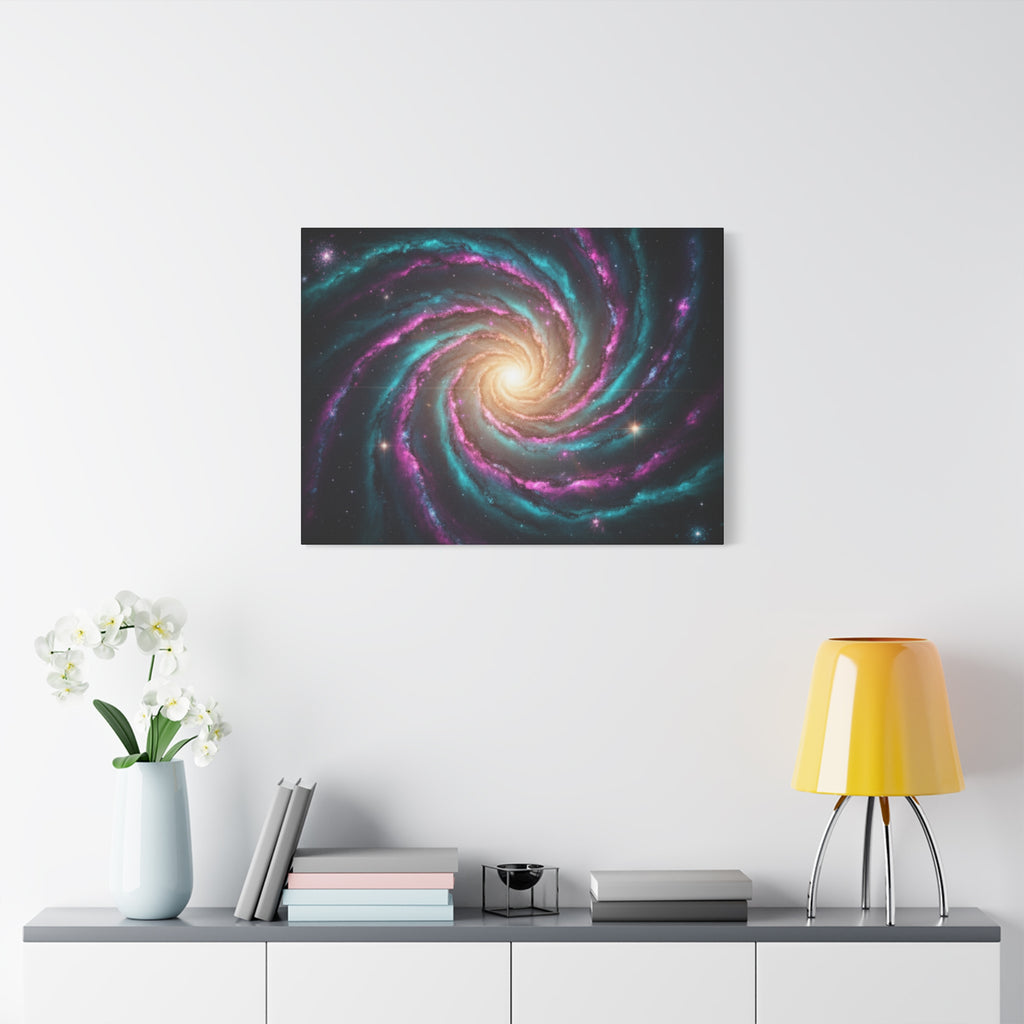 Spiral Galaxy Matte Canvas Wall Art — Vibrant Cosmic Nebula Print