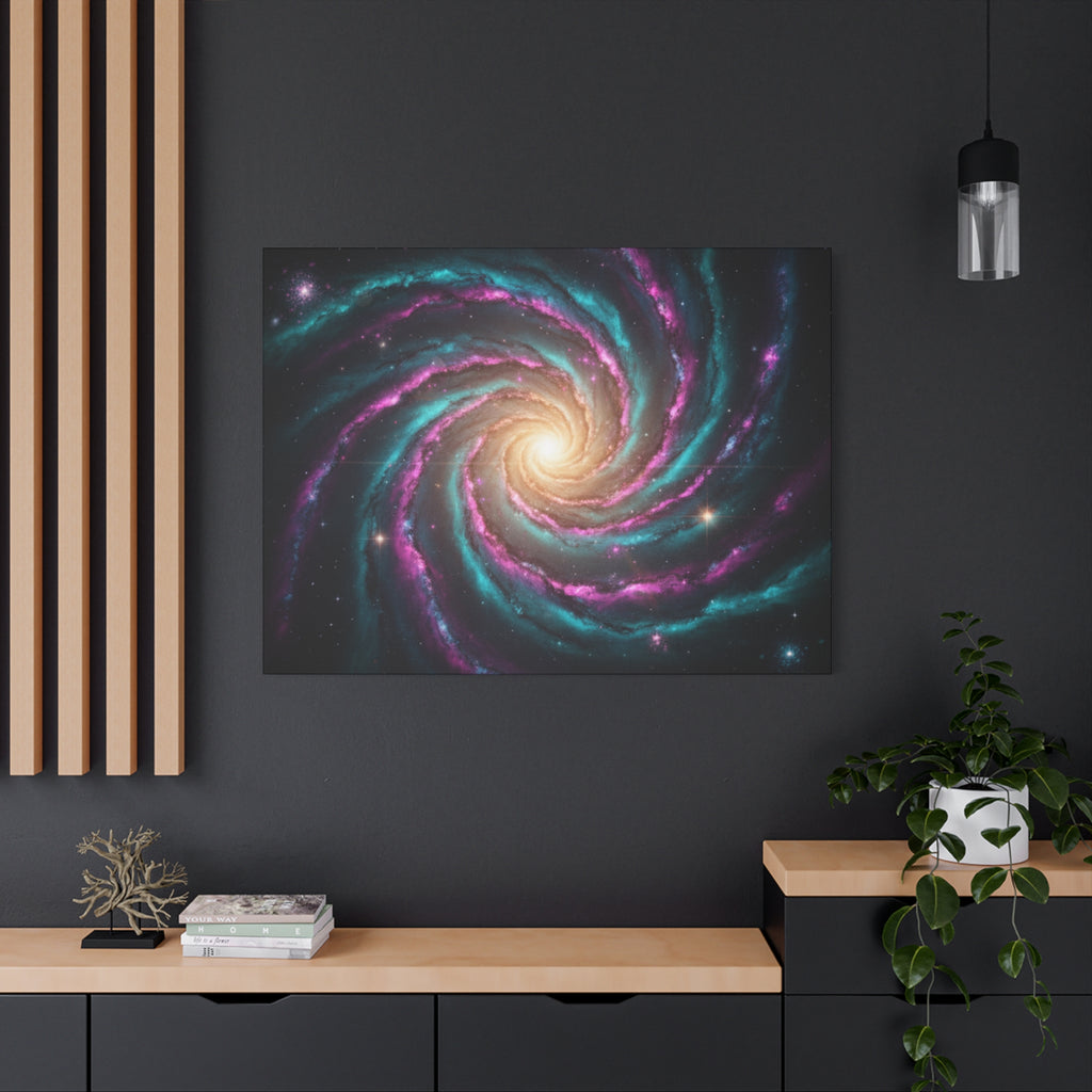 Spiral Galaxy Matte Canvas Wall Art — Vibrant Cosmic Nebula Print