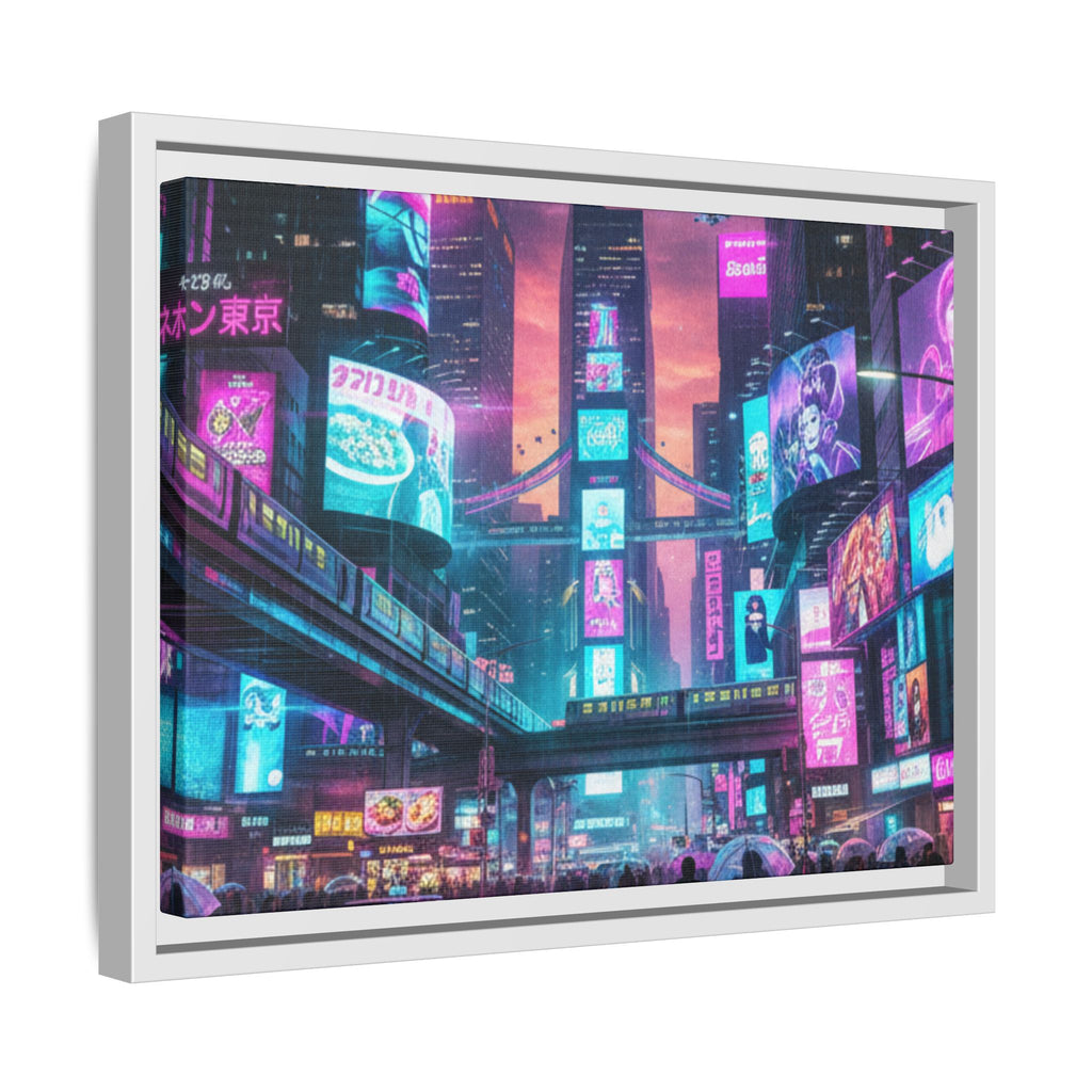 Bright Future Cityscape Vibrant Wall Art  — Framed Cyberpunk Wall Art