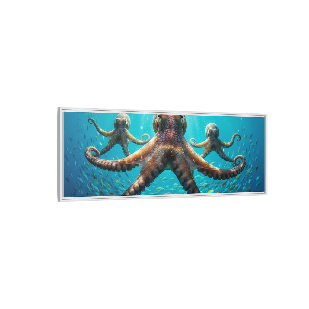 Framed Octopus Art Print — Vibrant Underwater Canvas Wall Decor