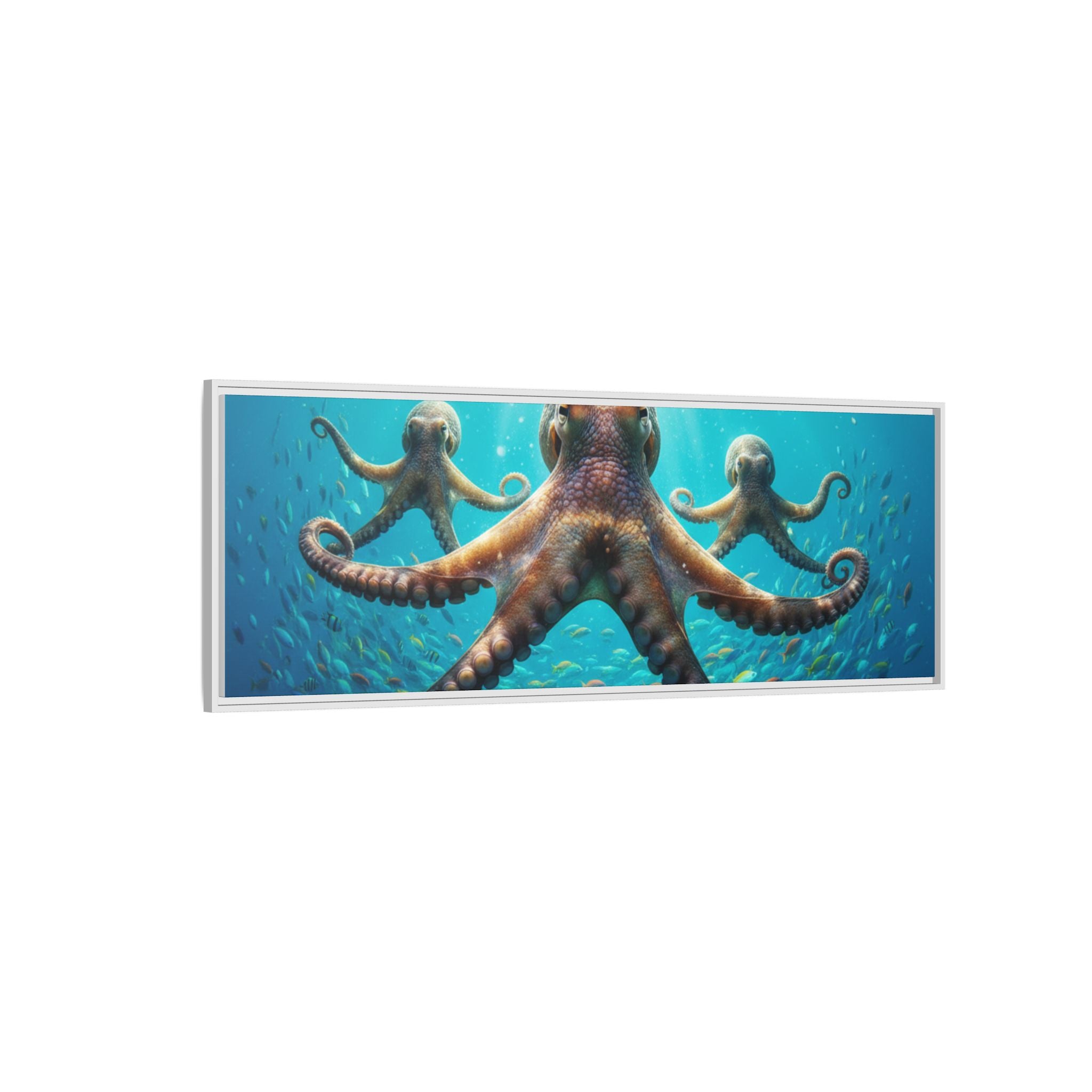 Framed Octopus Art Print — Vibrant Underwater Canvas Wall Decor