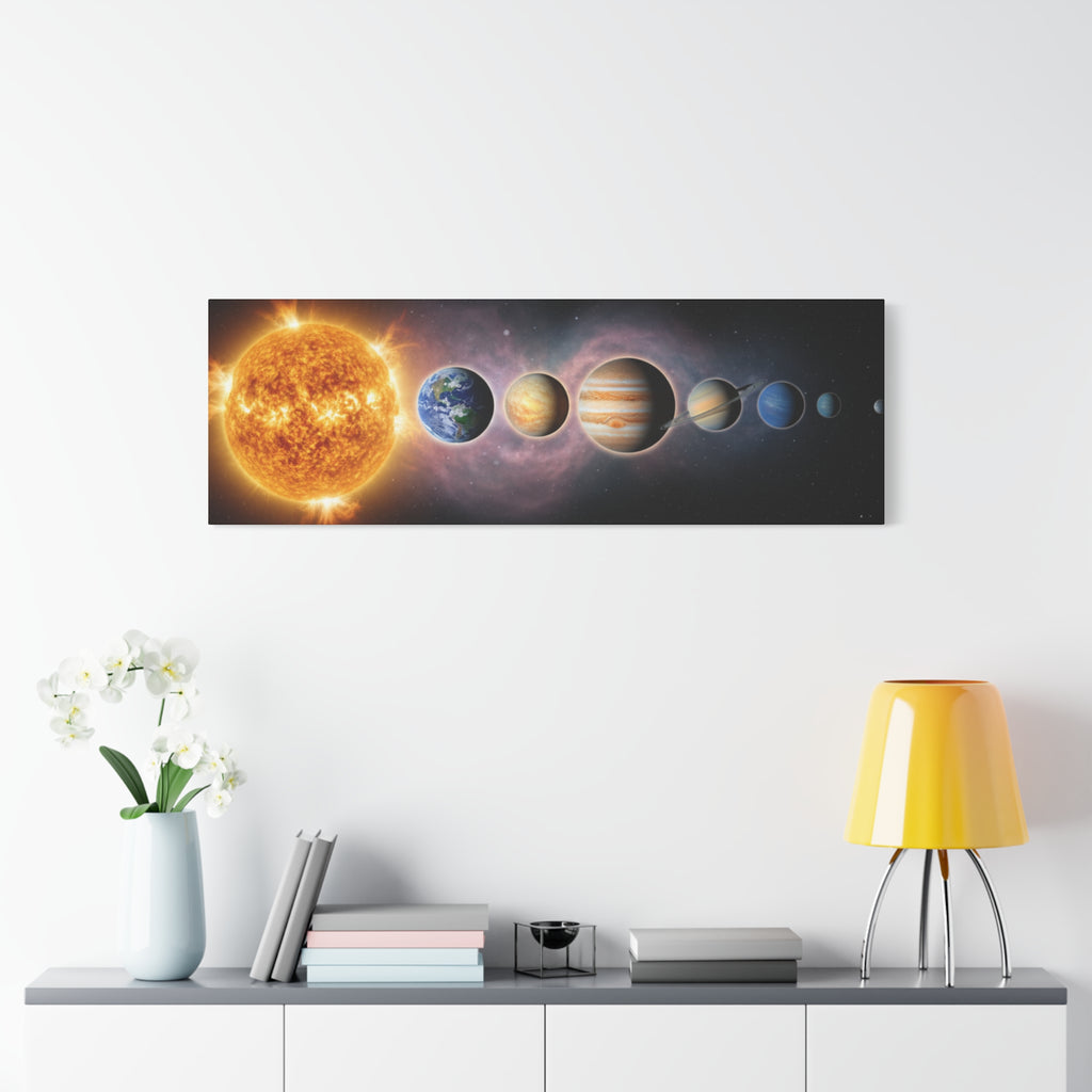 Stunning Solar System Art — Planet Lineup Matte Stretched Wall Art
