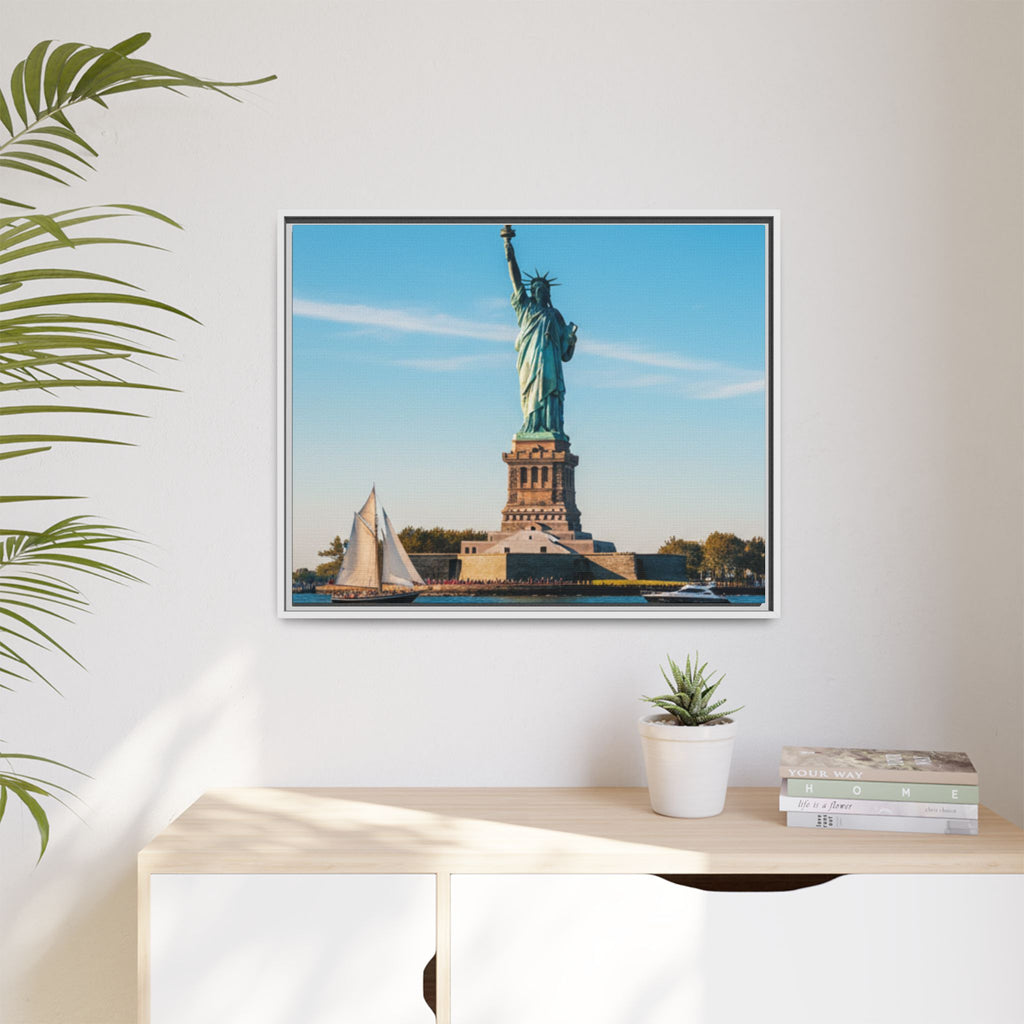 Statue of Liberty Matte Framed Canvas Print — New York City Landmark Wall Art